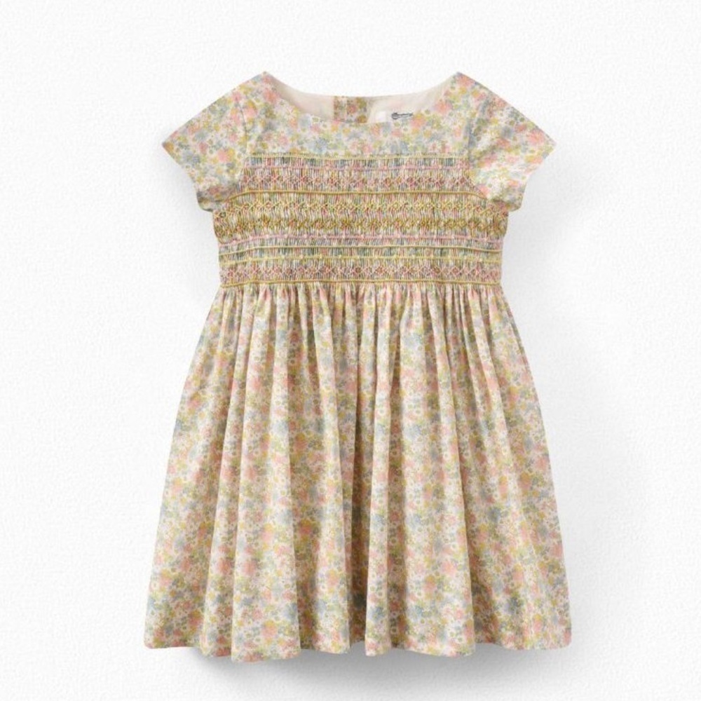 BONPOINT GIRLS' SMOCKED COTTON DRESS CAMELLIA PINK 4T NWT